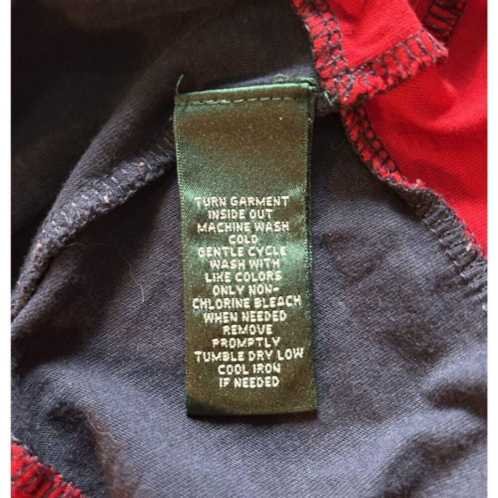 VINTAGE Lauren Ralph Lauren Rugby Shirt Equestrian Club Women's Size XL Red Blue - Picture 7 of 7